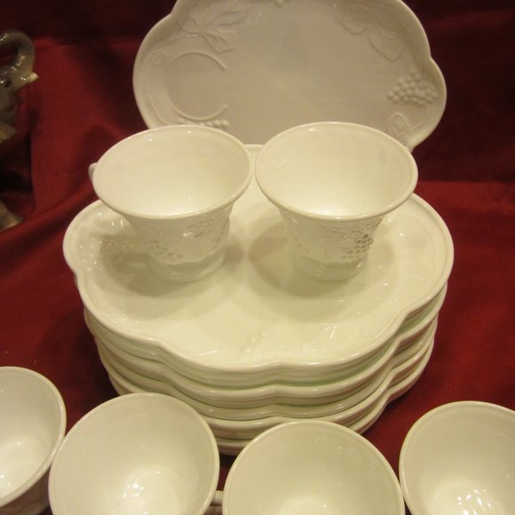 VTG 60'S LUNCHEON SET, CUP & PLATE, MILK GLASS, $20 EA SET - Picture 7 of 8